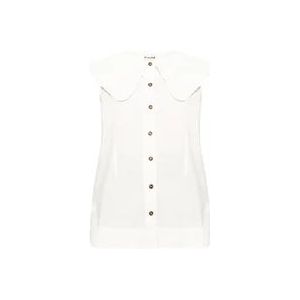 Ganni Gerimpelde kraag top , White , Dames , Maat: M