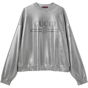 Gucci, Dames, Sweatshirts & Hoodies, Grijs, Maat: S Lame,