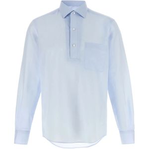 Zegna, Heren, Overhemden, Blauw, Maat: L Katoen,