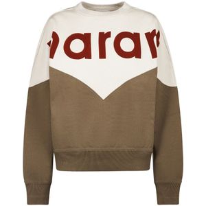 Isabel Marant - Kleur-Blok Sweatshirt - Ecru/Donker Khaki - Dames