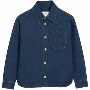Ami Paris, Heren, Overhemden, Blauw, Maat: L Denim,