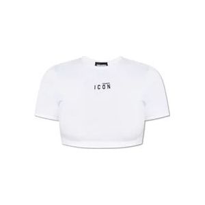 Dsquared2 Cropped T-shirt with logo , White , Dames , Maat: M