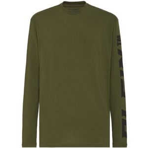 Philipp Plein, Heren, Tops, Groen, Maat: S Katoen,