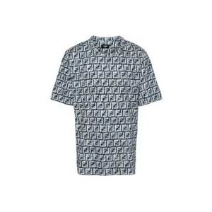 Fendi Navy Wit Jersey T-shirt , Multicolor , Heren , Maat: L