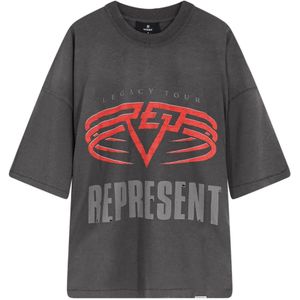 Represent, Heren, Tops, Grijs, Maat: S Katoen,