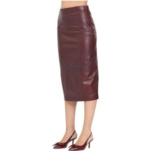 Max Mara, Dames, Rokken, Rood, Maat: S Leer,