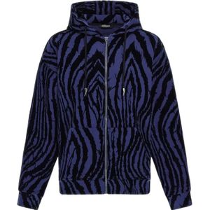 Roberto Cavalli, Heren, Sweatshirts & Hoodies, Blauw, Maat: M Katoen,