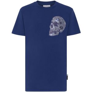 Philipp Plein, Heren, Tops, Blauw, Maat: S Katoen,