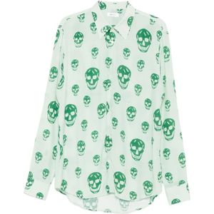 Alexander McQueen, Heren, Overhemden, Groen, Maat: 2XL Viscose,