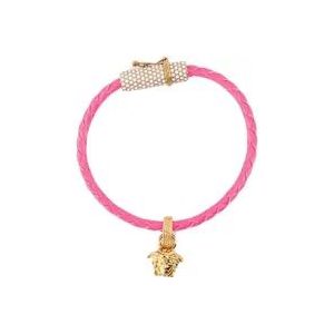 Versace Gevlochten Medusa Bedel Armband , Pink , Dames , Maat: S