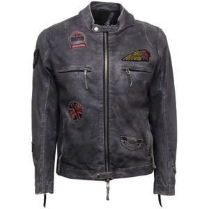 The Jack Leathers, Heren, Jassen, Grijs, Maat: M Leer,