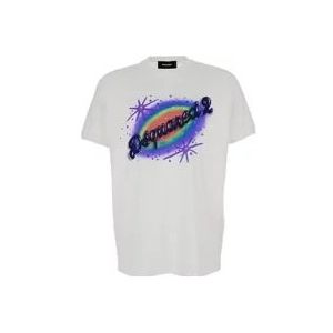 Dsquared2 Witte Cool Fit Muscle T-shirts en Polos , White , Heren , Maat: M