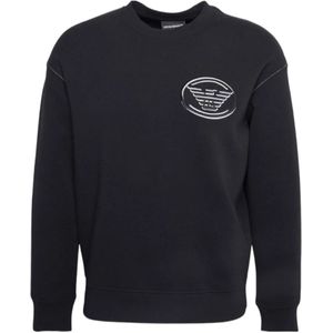 Emporio Armani, Heren, Sweatshirts & Hoodies, Blauw, Maat: 3XL Jersey,