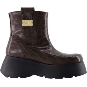 Ganni, Dames, Schoenen, Bruin, Maat: 36 EU Leer,