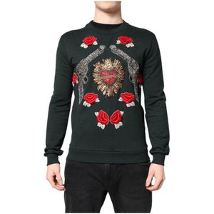 Dolce & Gabbana, Heren, Sweatshirts & Hoodies, Zwart, Maat: XS Katoen,