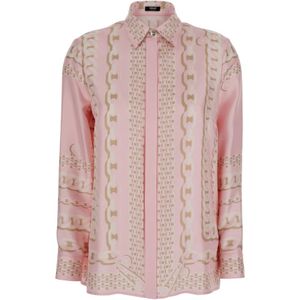Versace, Dames, Blouses & Shirts, Roze, Maat: M Zijde,