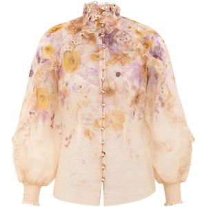 Zimmermann, Dames, Blouses & Shirts, Beige, Maat: XS Linnen,