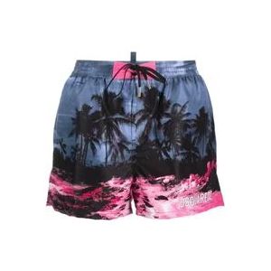 Dsquared2 Grafisch Print Heren Zwembroek , Multicolor , Heren , Maat: M