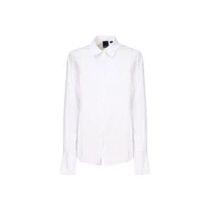 Pinko Witte Flared Fit Shirt met Geborduurd Logo , White , Dames , Maat: L