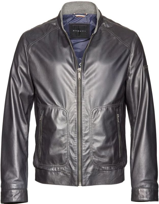 Bugatti - Leren Jas - Zwart - Heren - Stijlvolle Leren Jas met Logoplaatje