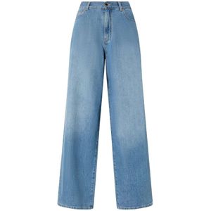 Pinko - Wijde Jeans - Lichtblauw - Denim - Vijfzakkenmodel