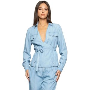 Kocca, Dames, Blouses & Shirts, Blauw, Maat: L