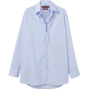 Gucci, Dames, Blouses & Shirts, Blauw, Maat: S Katoen,