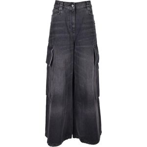 Palm Angels, Dames, Jeans, Grijs, Maat: W26 Katoen,