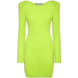 Philipp Plein, Dames, Jurken, Geel, Maat: XS Wol,