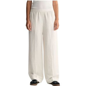 Gant, Dames, Broeken, Wit, Maat: L Linnen,