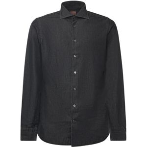 Borriello Napoli, Heren, Overhemden, Grijs, Maat: M Katoen,