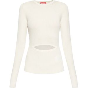 Diesel - Geribbelde Top - Beige - Dames - Wolmix