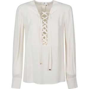 Elisabetta Franchi, Dames, Blouses & Shirts, Beige, Maat: S Viscose,