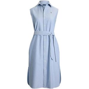 Polo Ralph Lauren - Overhemdjurk - Blauw - Katoen - Lange Mouwen