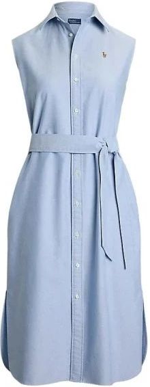 Polo Ralph Lauren - Overhemdjurk - Blauw - Katoen - Lange Mouwen