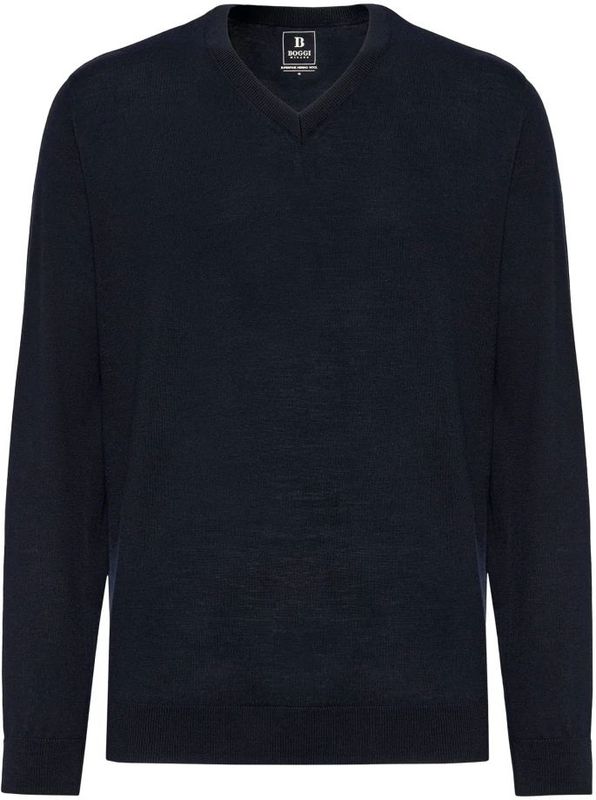 Boggi Milano - Trui - Navy - Wol - V-hals - Lange Mouw