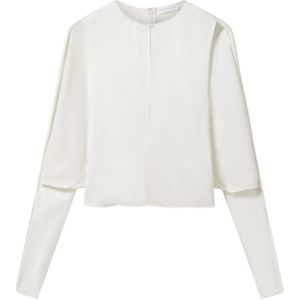 Stella McCartney, Dames, Blouses & Shirts, Beige, Maat: XS Satijn,