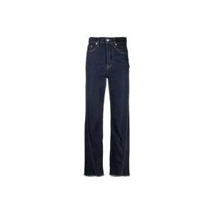 Lanvin Navy Frayed-edge Straight-leg Jeans , Blue , Dames , Maat: XS