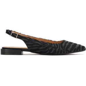 Kazar - Platte Pumps - Zwart - Leer - Zebra Patroon