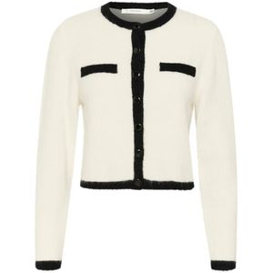 Gestuz - Cardigan - Beige - Lange Mouwen - Ronde Hals - Cropped Lengte