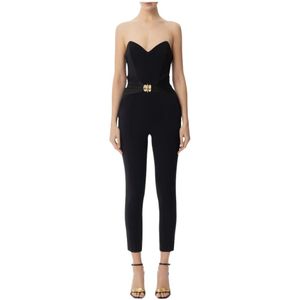 Elisabetta Franchi, Dames, Jumpsuits & Playsuits, Zwart, Maat: XS Poliester,