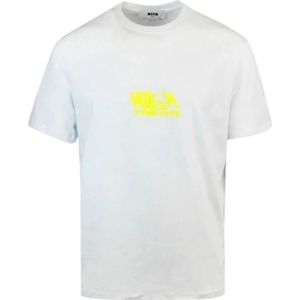 Msgm, Heren, Tops, Wit, Maat: M Katoen,