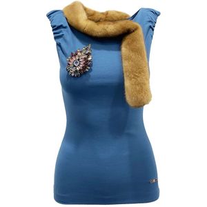 Dsquared2, Dames, Tops, Blauw, Maat: S Viscose,