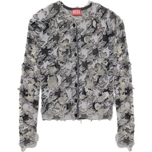 Diesel, Dames, Truien, Grijs, Maat: M Leer,