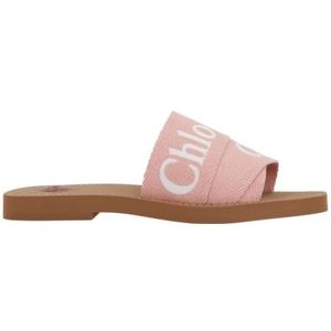 Chloé, Dames, Schoenen, Roze, Maat: 39 EU Linnen,
