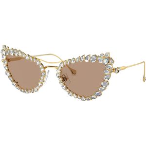 Swarovski - Zonnebril - Goud - Geel - Metaal - Afneembare Clip-on
