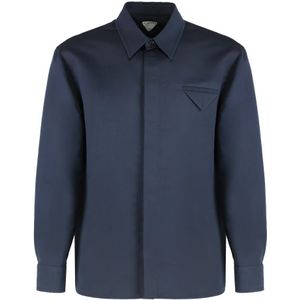 Bottega Veneta, Heren, Overhemden, Blauw, Maat: L Katoen,