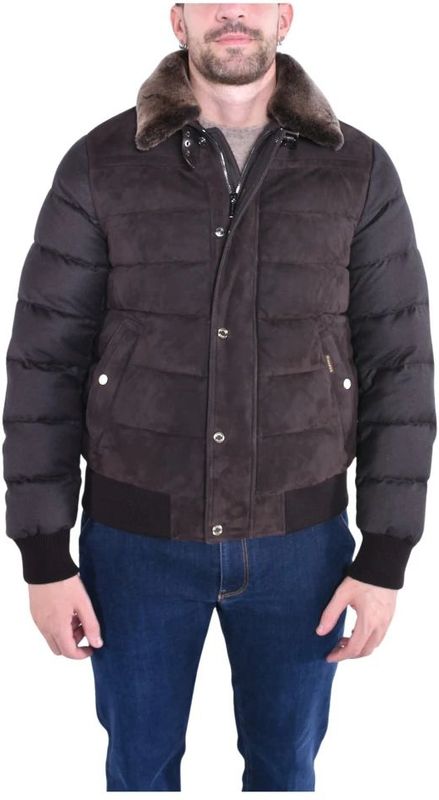 Moorer - Hybrid Boudin - Gewatteerde Bomber - Bruin - Suède Leer en Wol