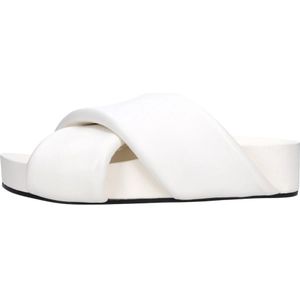 Jil Sander - Witte Leren Slippers - Muiltjes - Vintage Effect
