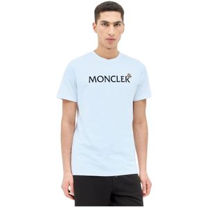 Moncler Katoenen Jersey Logo Patch T-Shirt , White , Heren , Maat: S